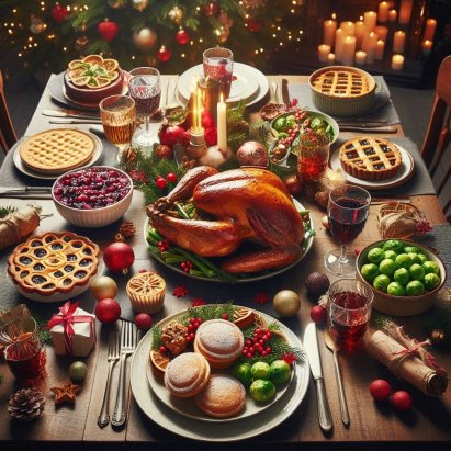 C:\Users\user\Downloads\the traditional Christmas meal in the UK without people.png